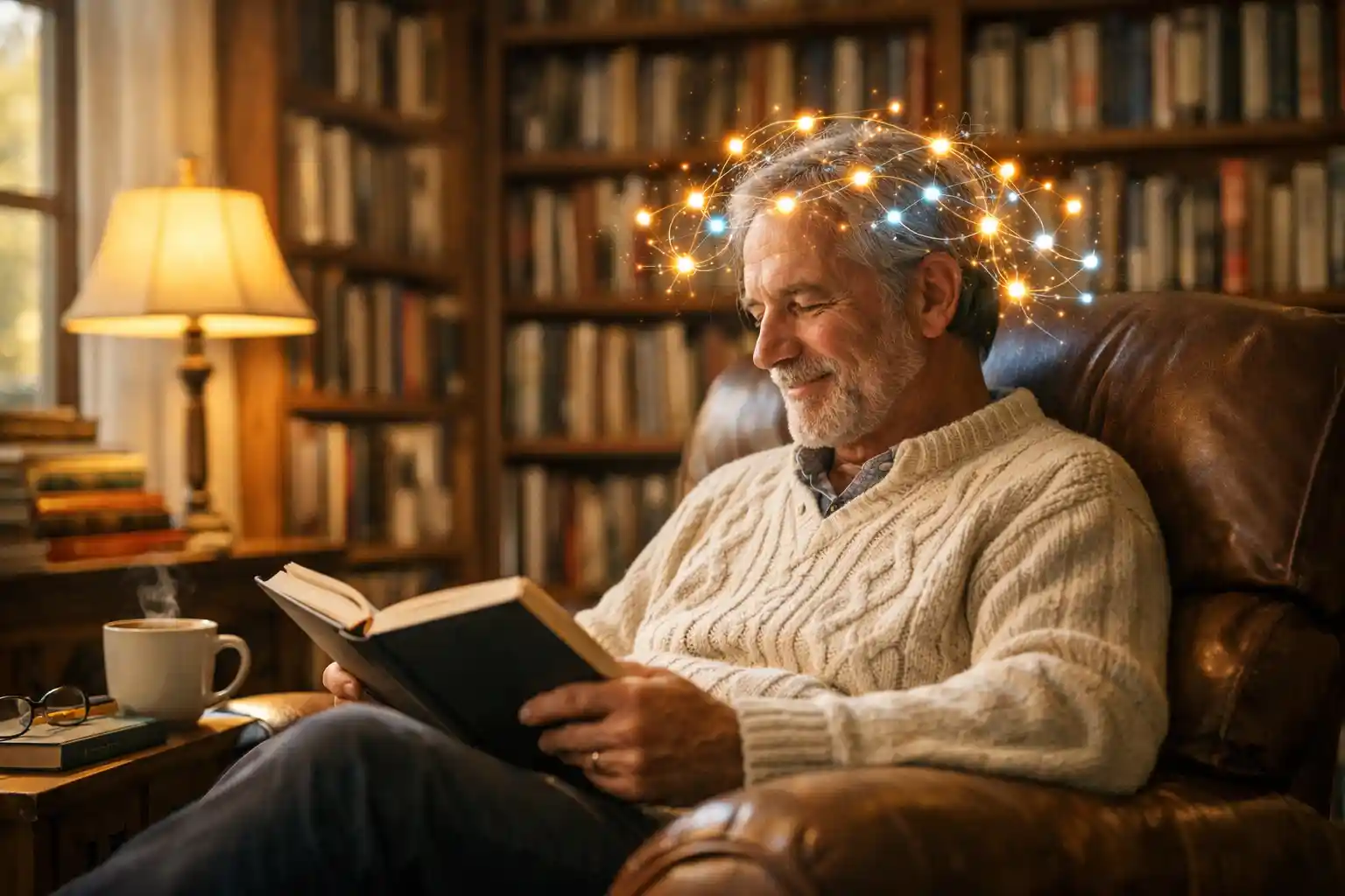 Reading Books and Brain Activity Illustration