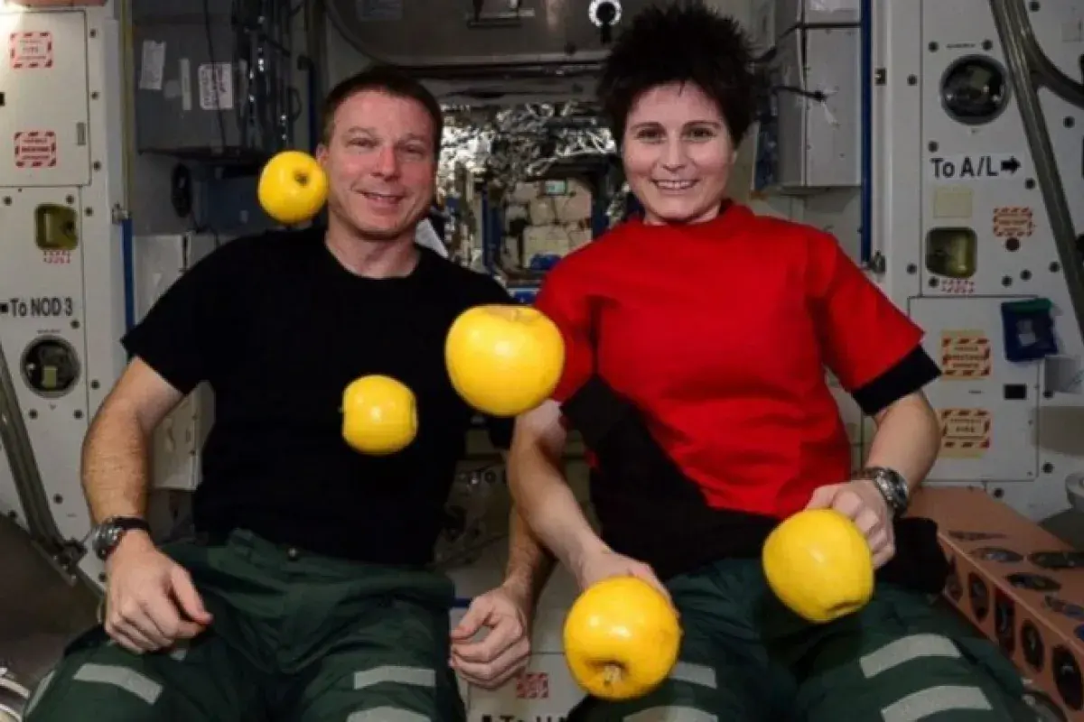 NASA Astronaut Eating Apple in Space