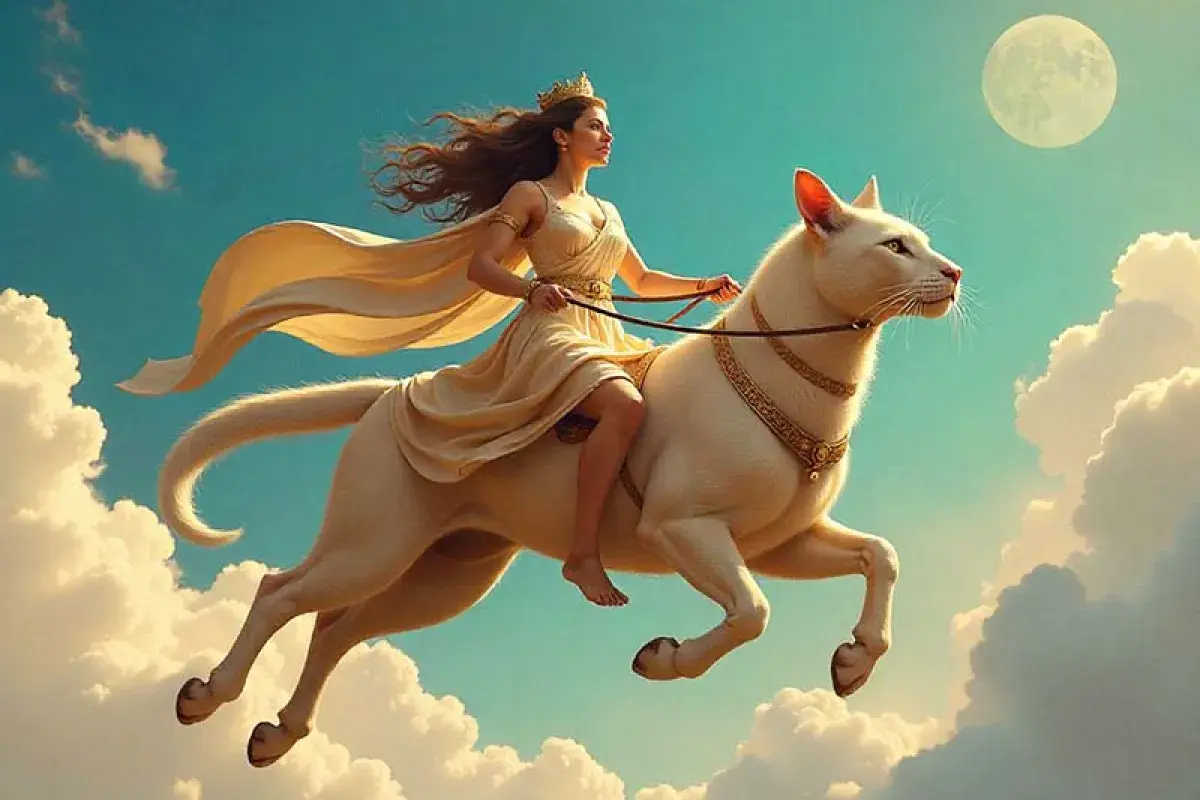 Norse goddess Freyja with magical cats