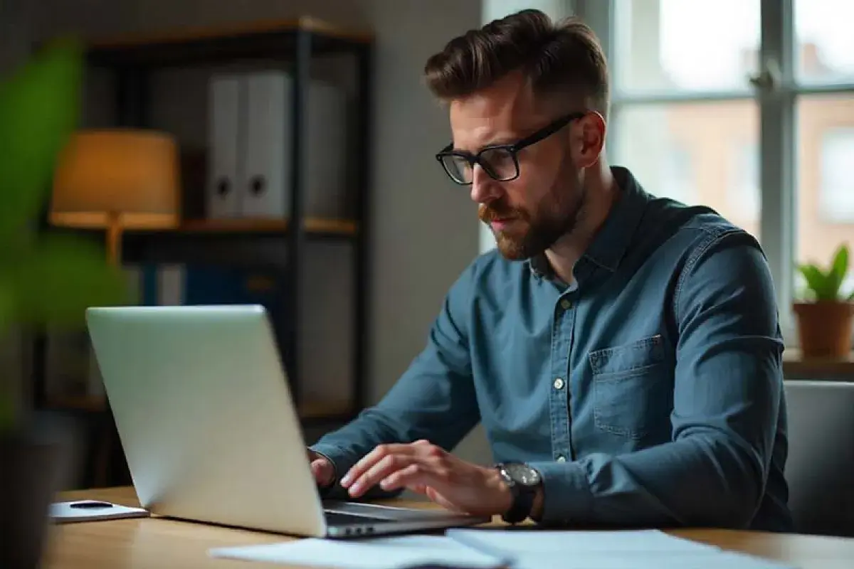 office worker reviewing an AI generated document summary