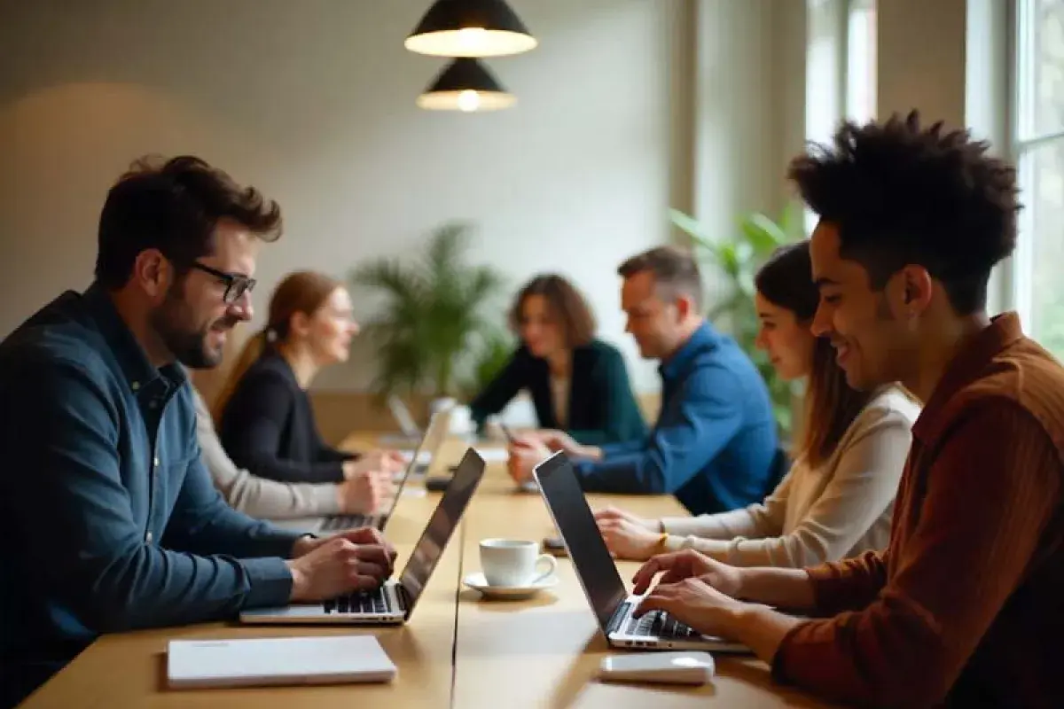 Americans exploring side hustle opportunities in a coworking environment