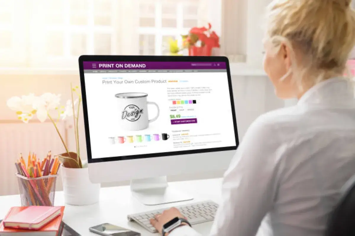 Digital product designer creating templates for online sales