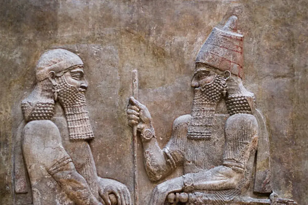 Ancient Persian soldier wearing earrings
