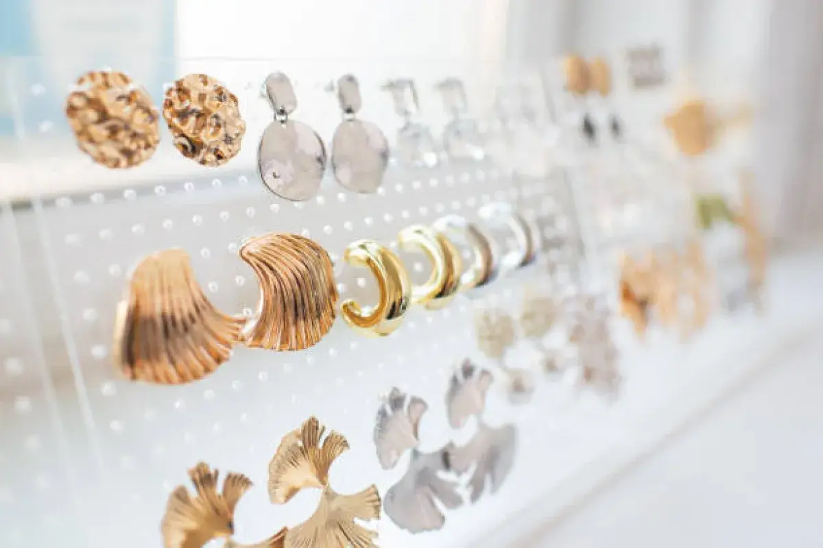 Modern jewelry display featuring popular earring styles
