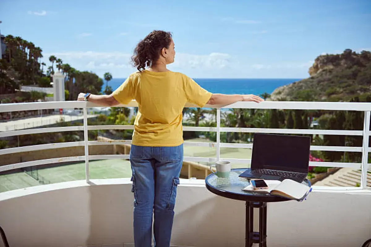 Remote worker enjoying stress free environment