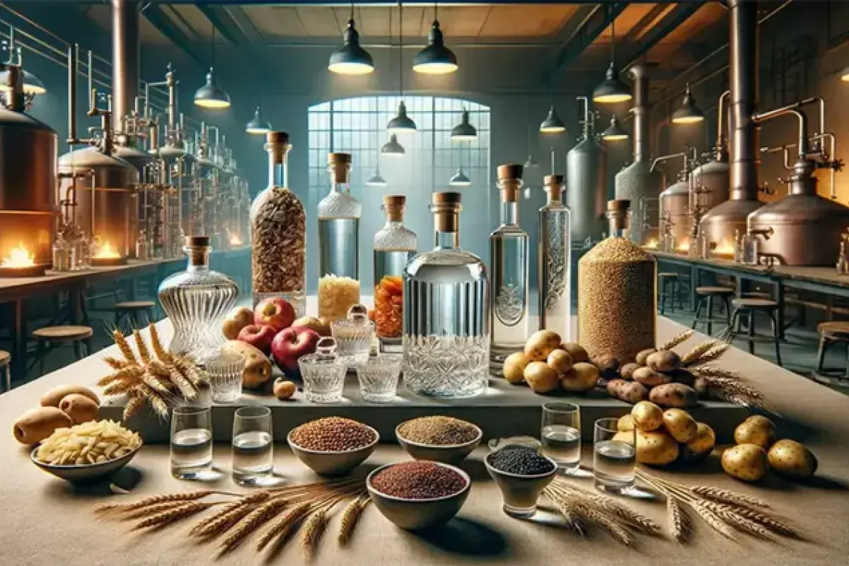 Different ingredients used for vodka production