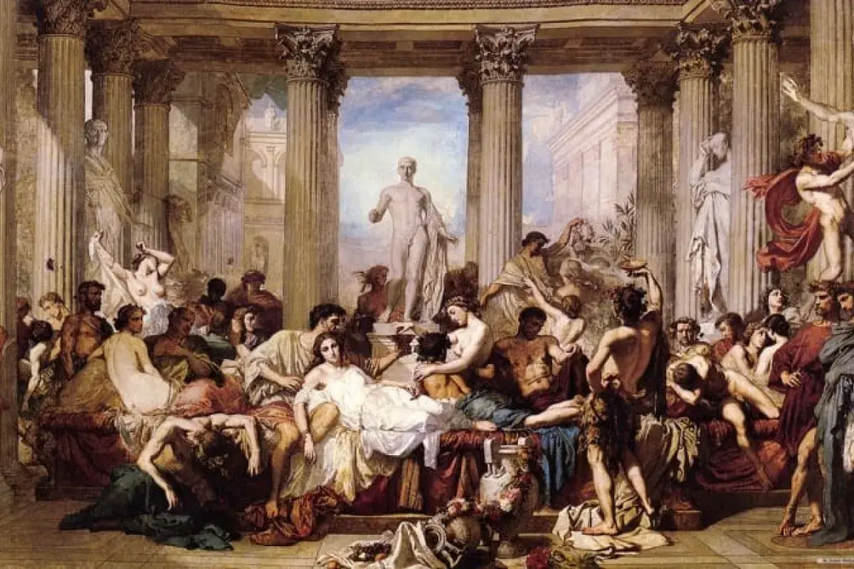 Roman banquet with wine and social activities