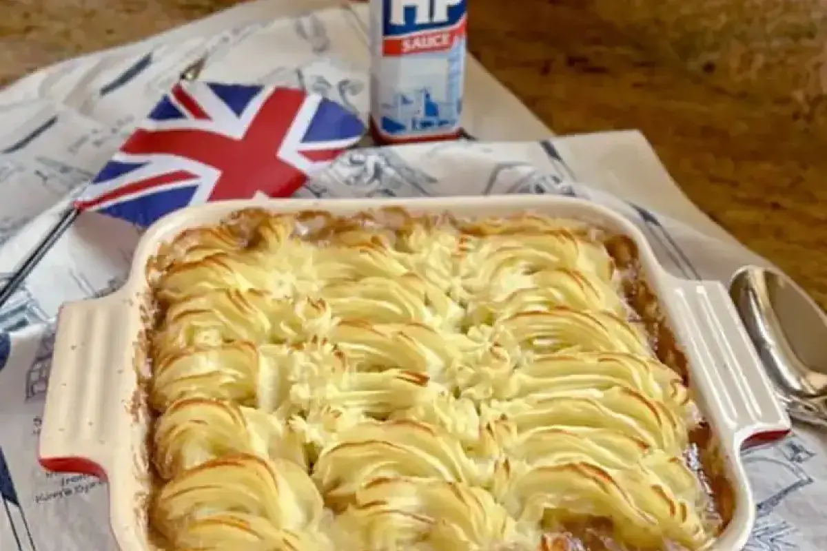 HP Sauce served with classic British comfort food