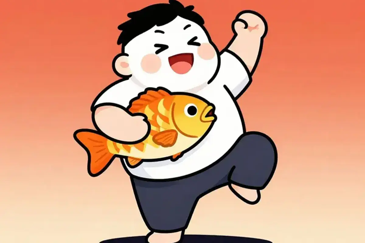 Dancing with fish cartoon concept