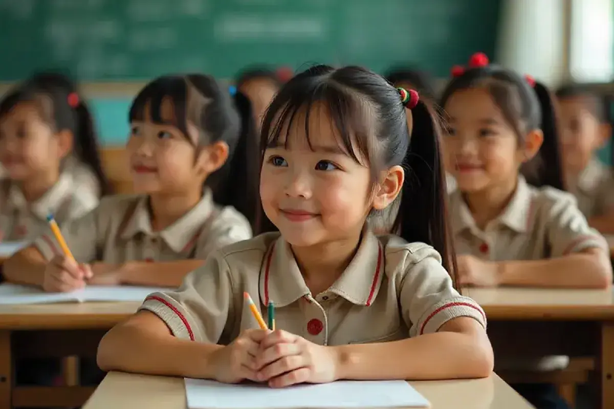 Chinese students following strict hairstyle rules in school
