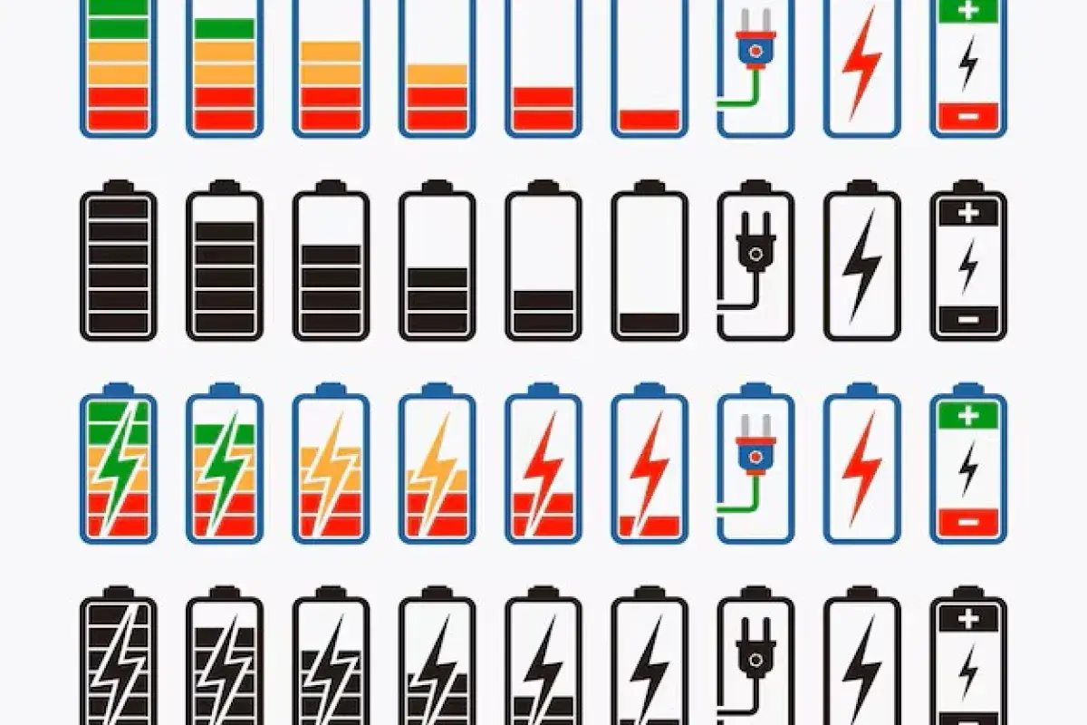 Smartphone battery icon variations
