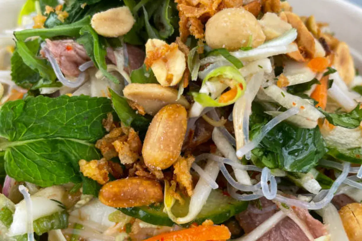 Bean sprouts with leafy greens and nuts supporting strong bones