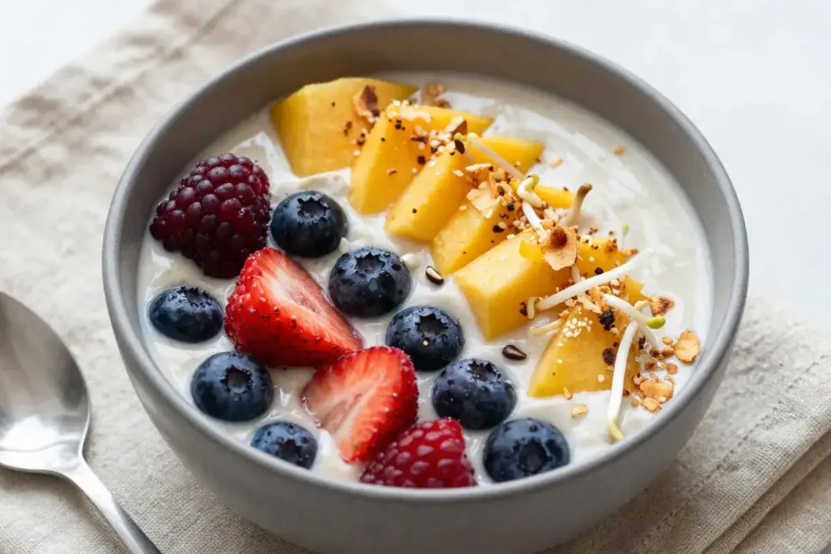 Bean sprouts smoothie bowl supporting healthy and radiant skin