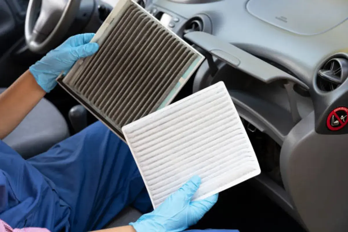 Comparison of clean and dirty car air filter