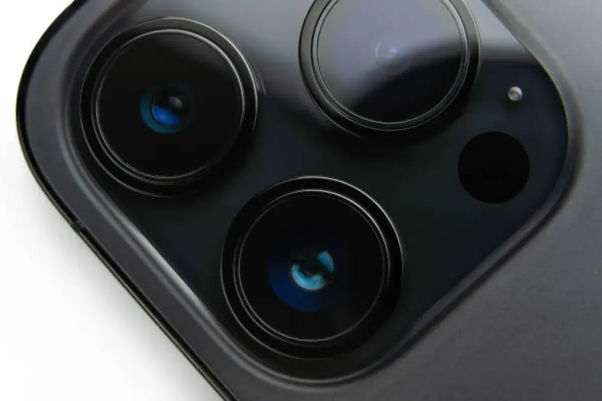 Close up of modern iPhone camera lenses