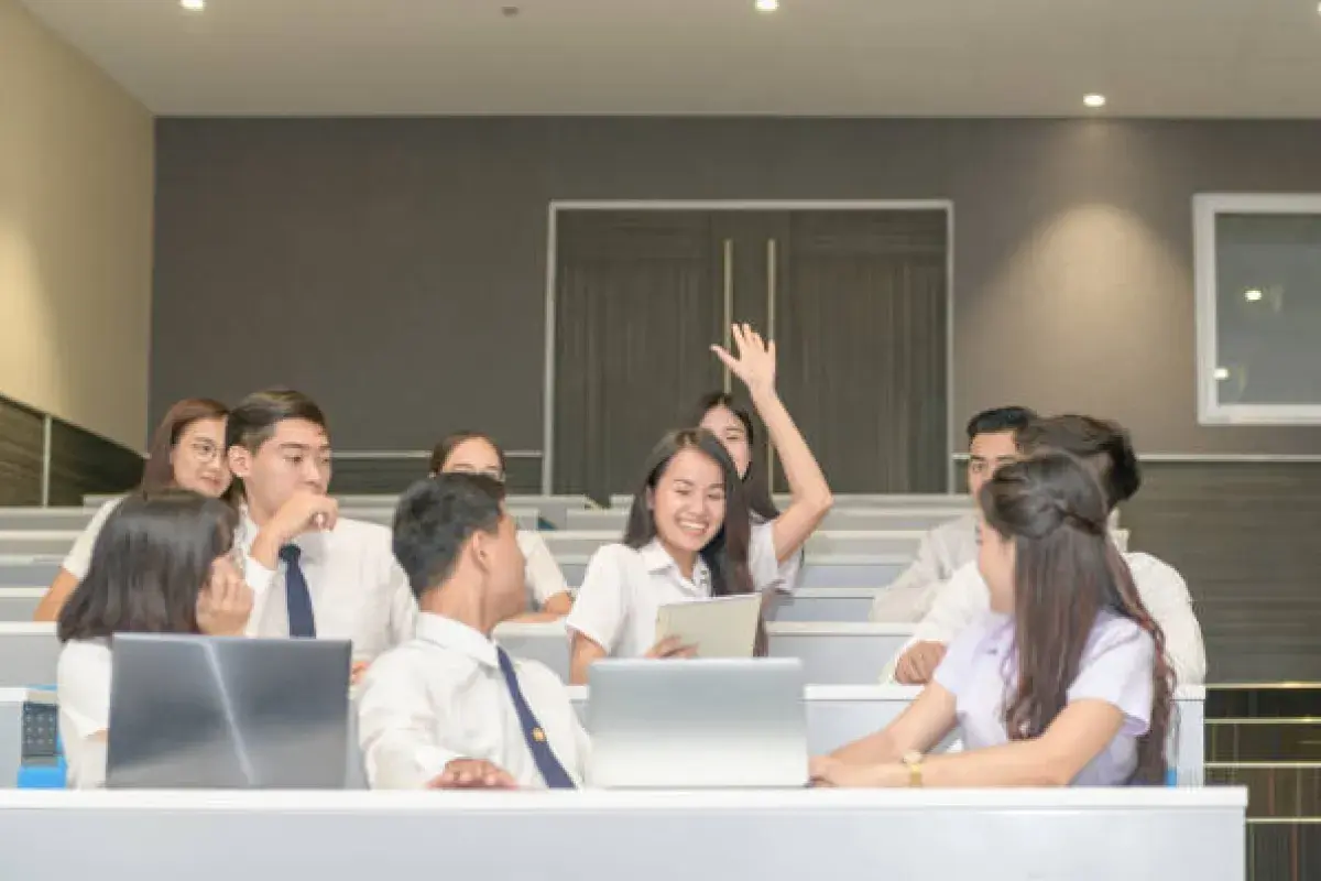 Thai students showing positive expressions in school
