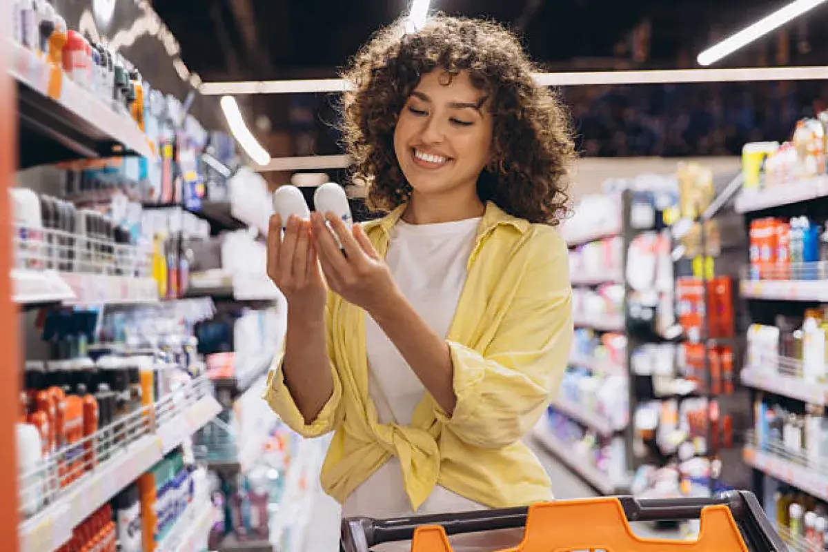 Consumer comparing prices of similar men and women products