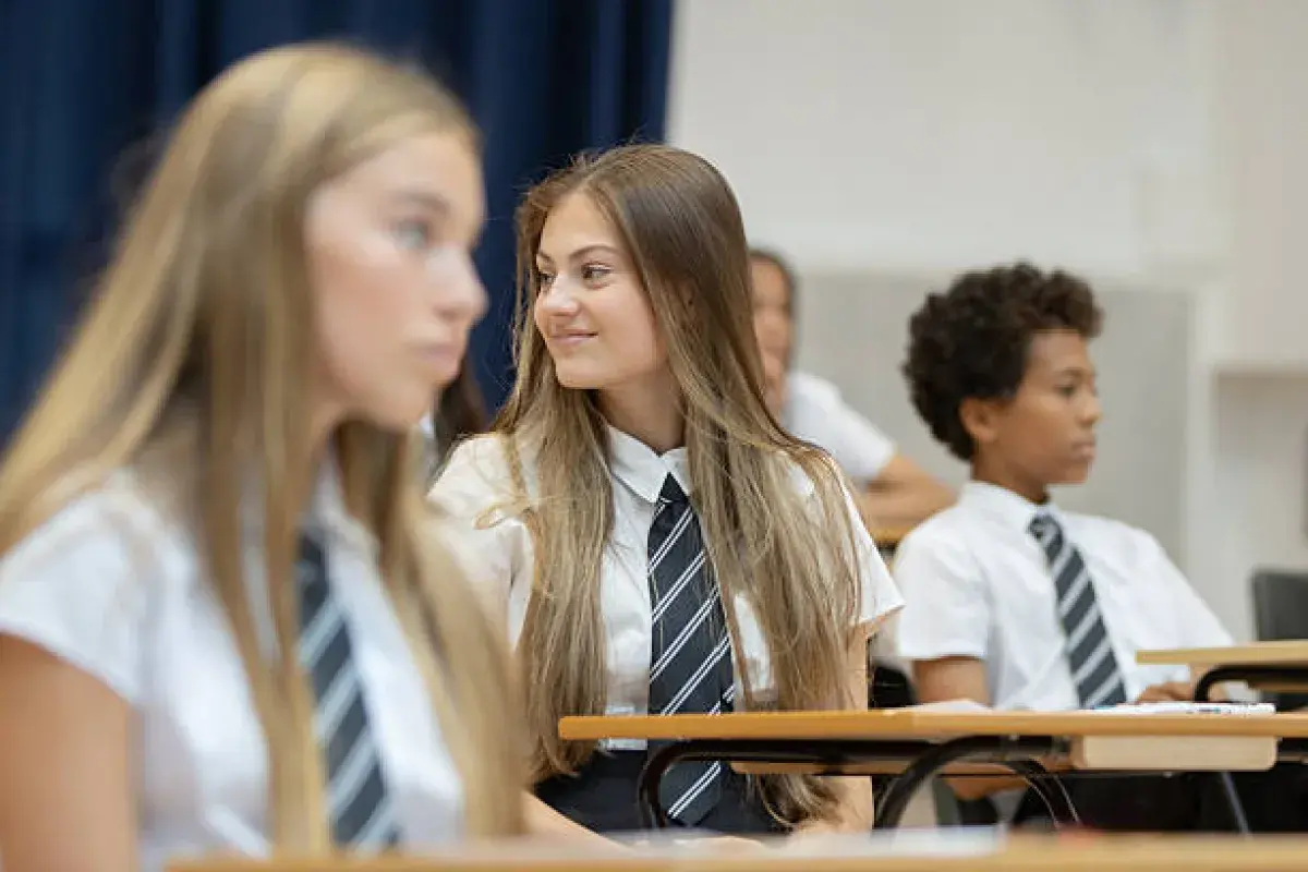 UK students respecting personal space in school