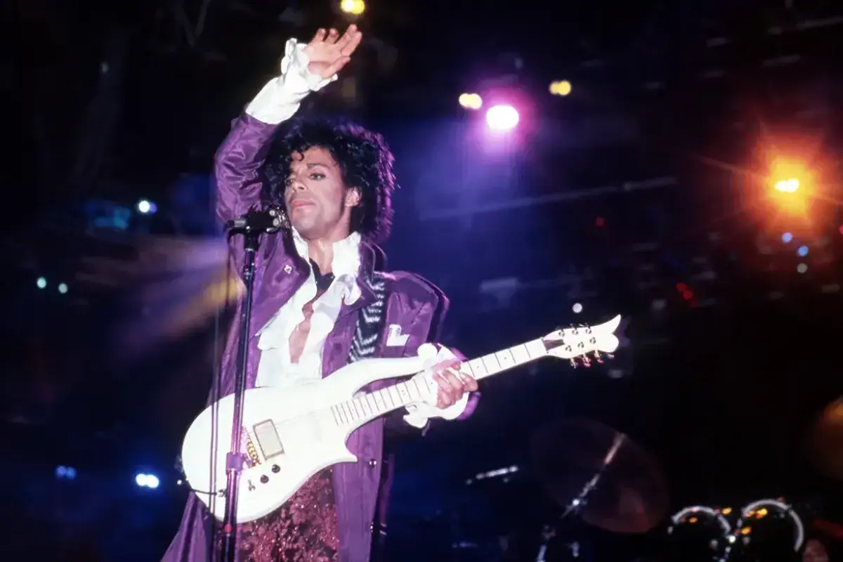 Prince performing Purple Rain live in the 1980s