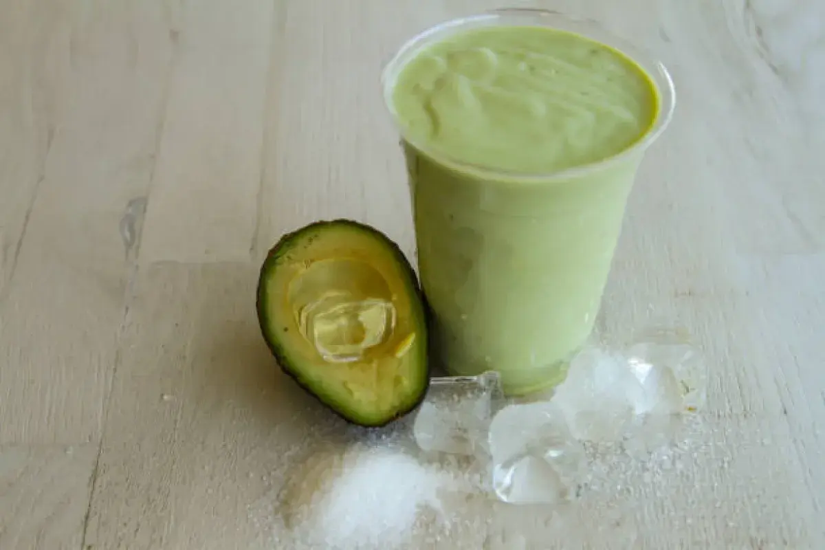 Vietnamese avocado shake topped with crushed ice