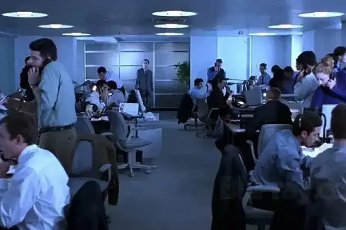 Boiler Room brokerage chaos scene
