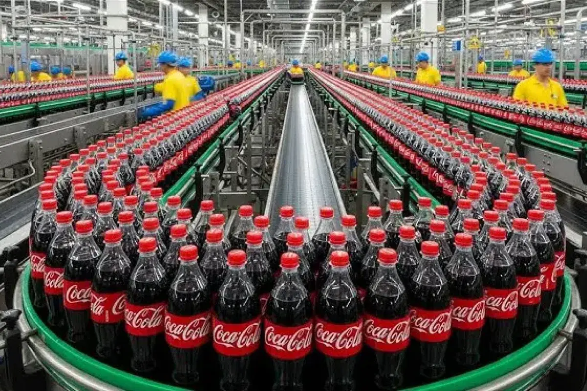 Coca-Cola bottles prepared for global distribution