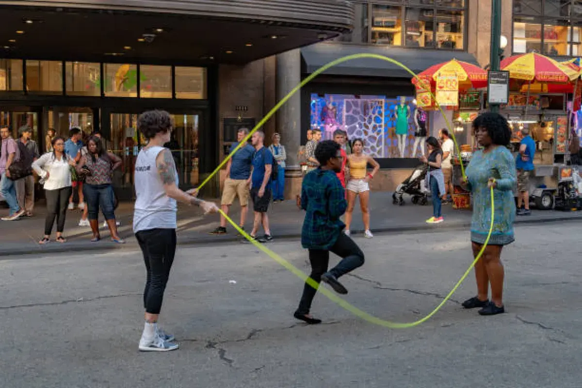 Urban double dutch jumping