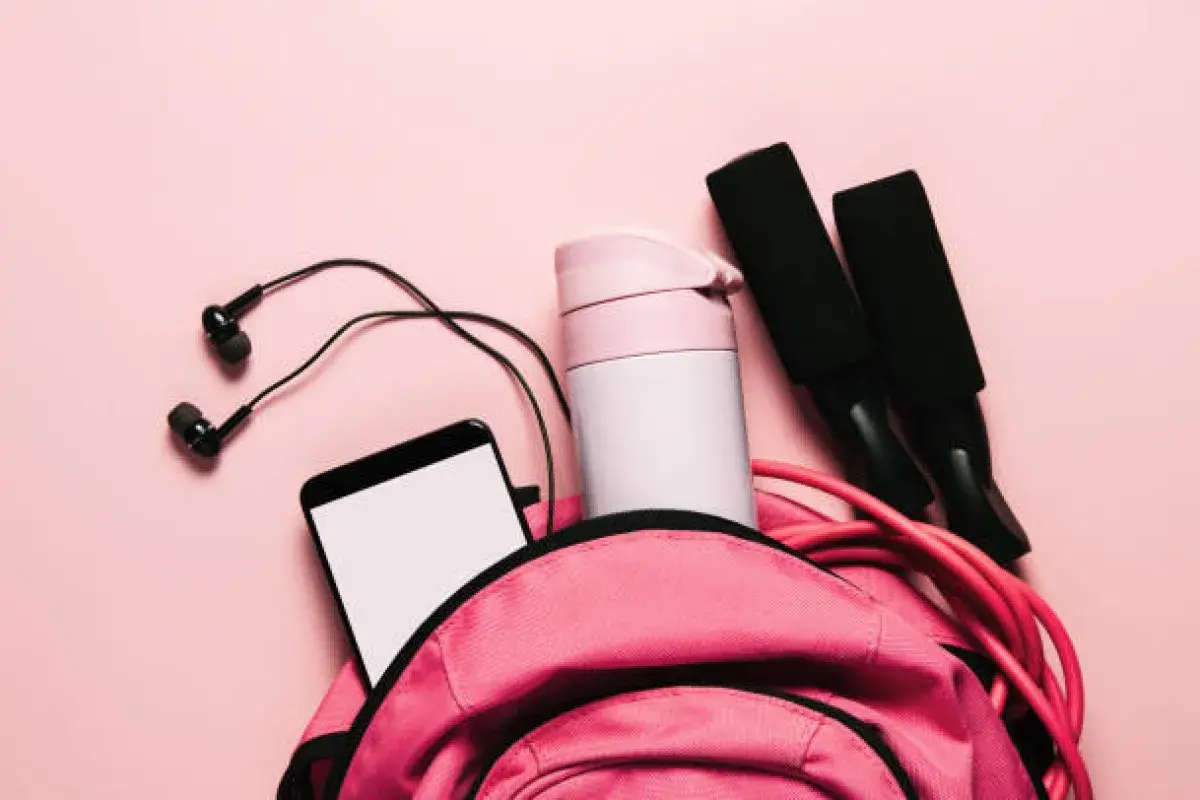 Jump rope placed in a backpack or pocket