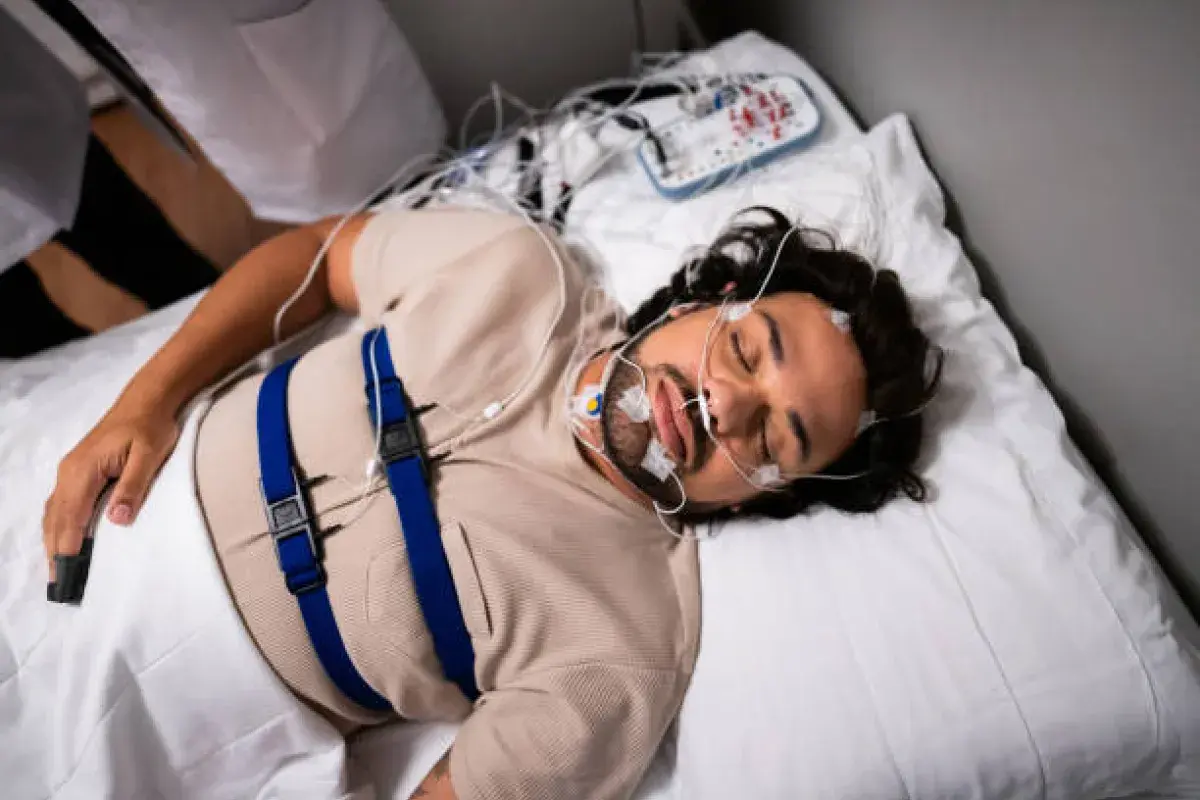Sleep study laboratory with monitoring equipment