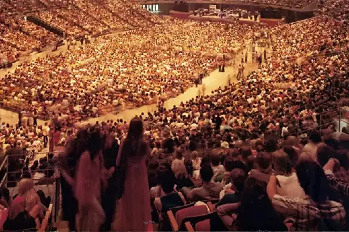 Saint Paul Civic Center packed with concert fans in the 1980s