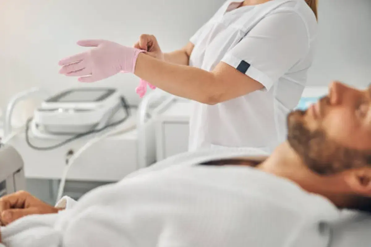 Male bikini waxing professional setup
