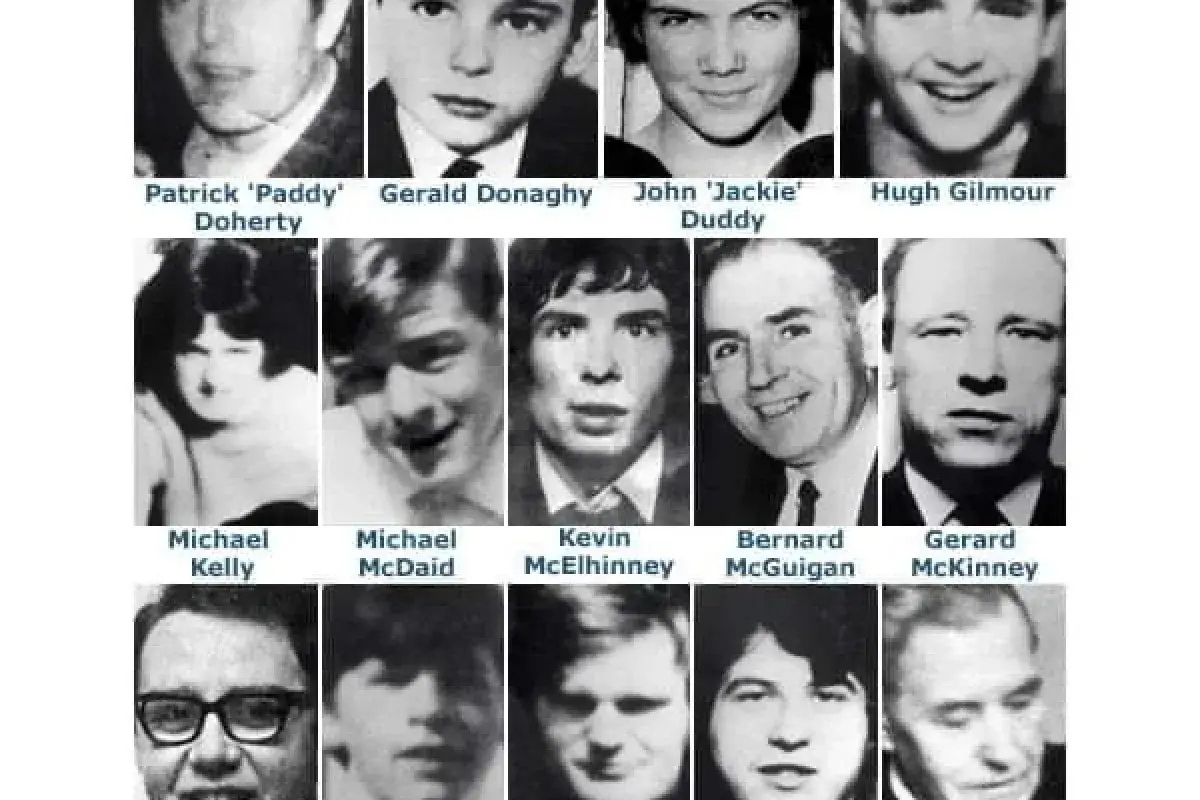 Bloody Sunday memorial honoring the fourteen victims