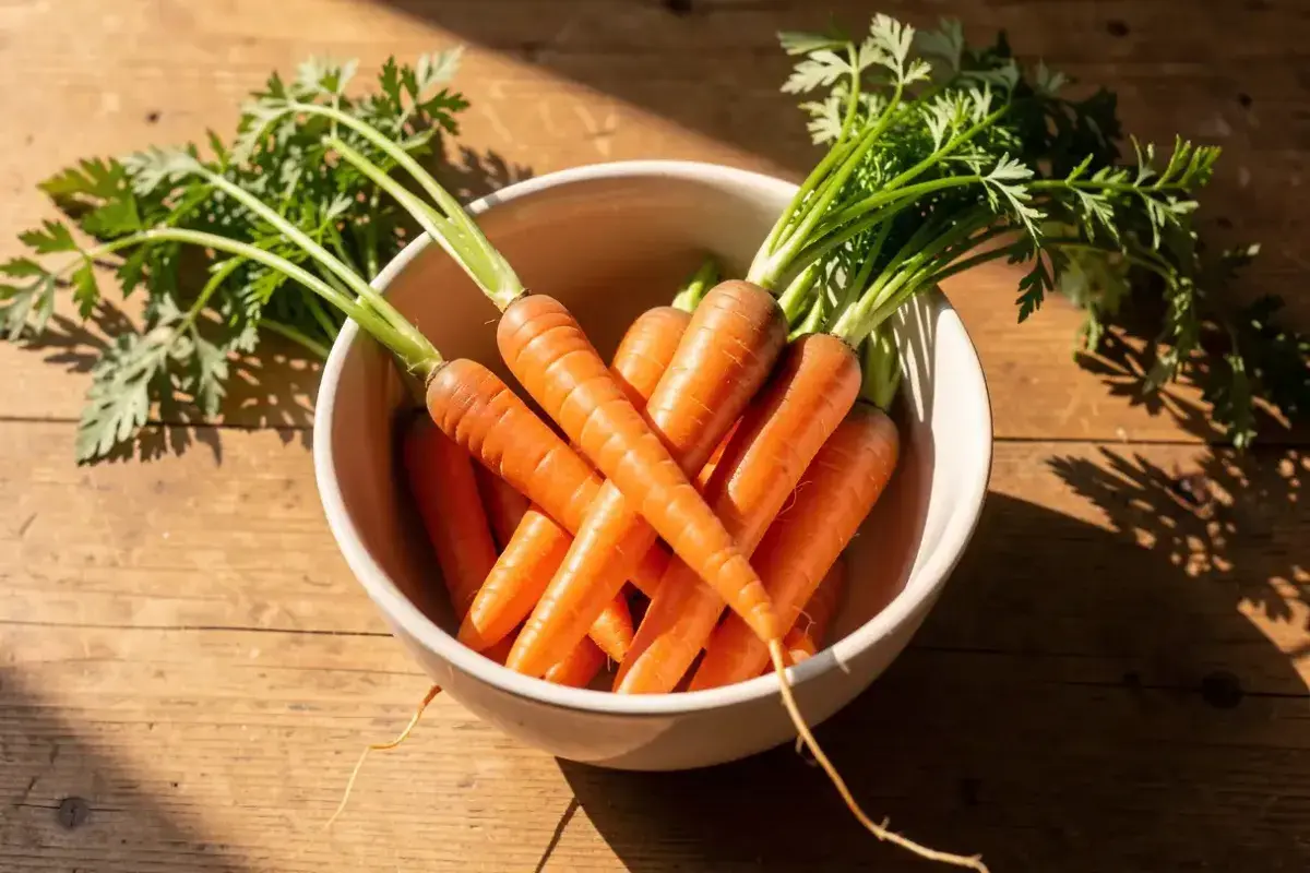 Fresh carrots rich in beta carotene for eye health