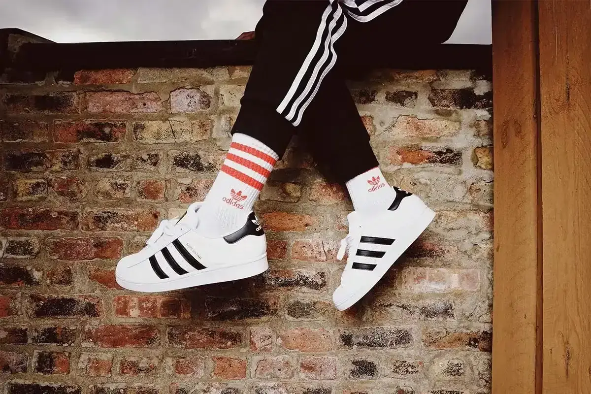 Classic Adidas Superstar sneaker worn as street fashion in the 1970s