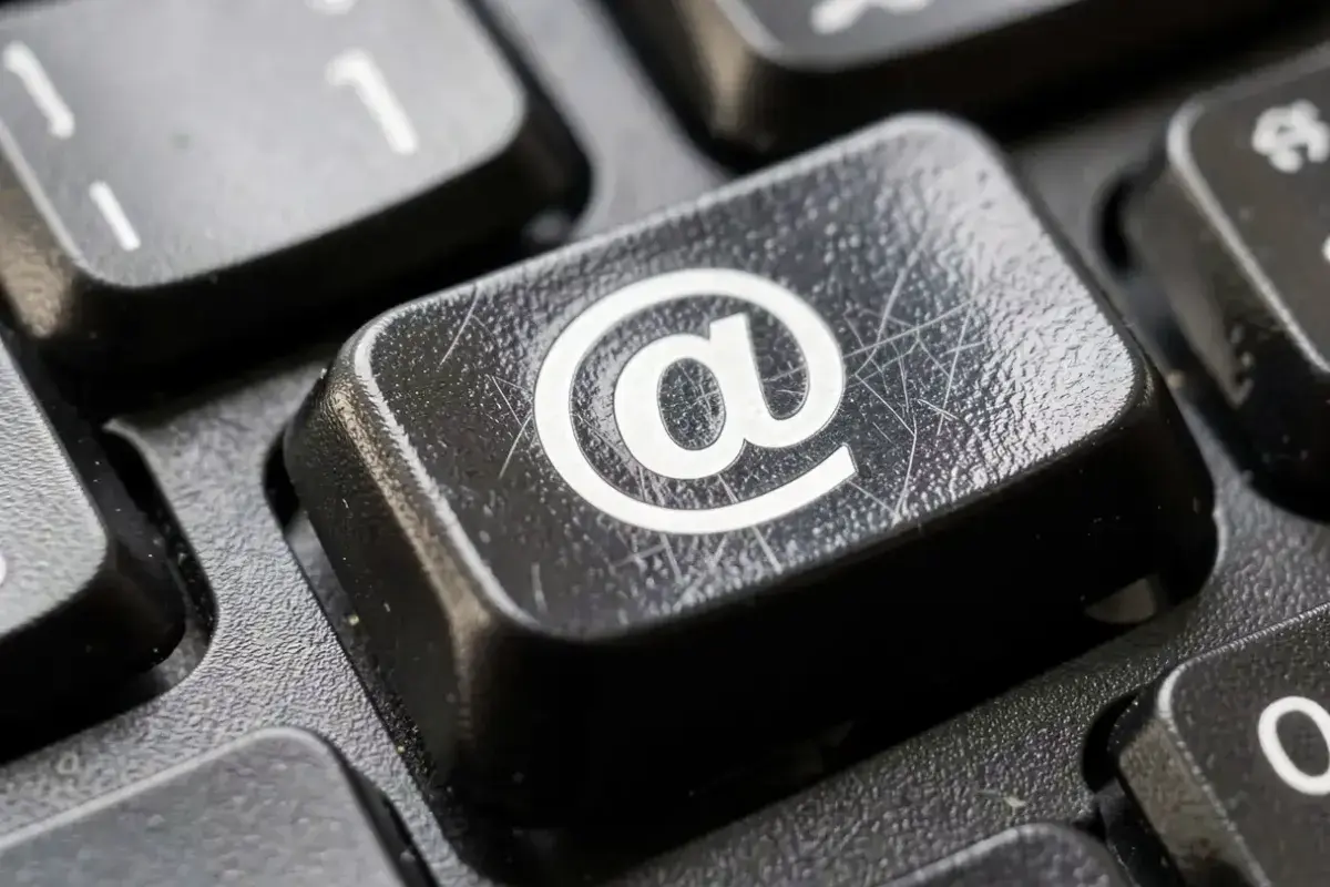 Close up of the at symbol on a keyboard