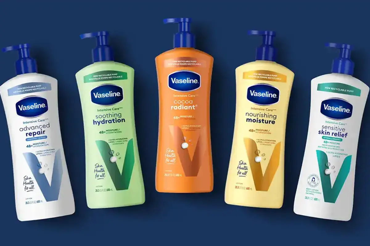 Contemporary Vaseline product range displayed on store shelves