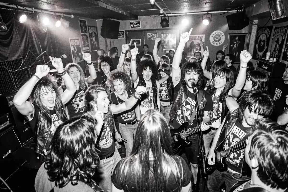 1970s punk crowd at a small club