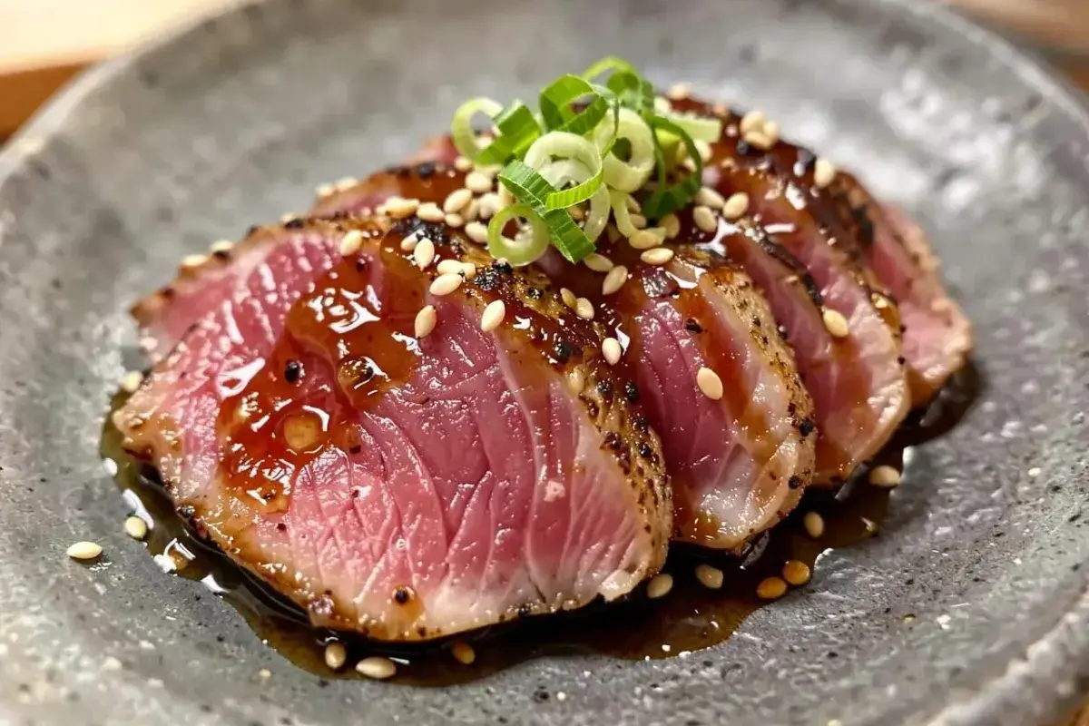 Hohoniku tuna cheek lightly seared tataki style