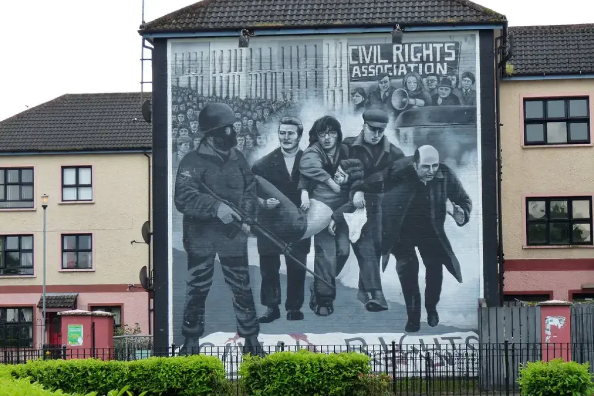 Portrait mural of a young Bloody Sunday victim