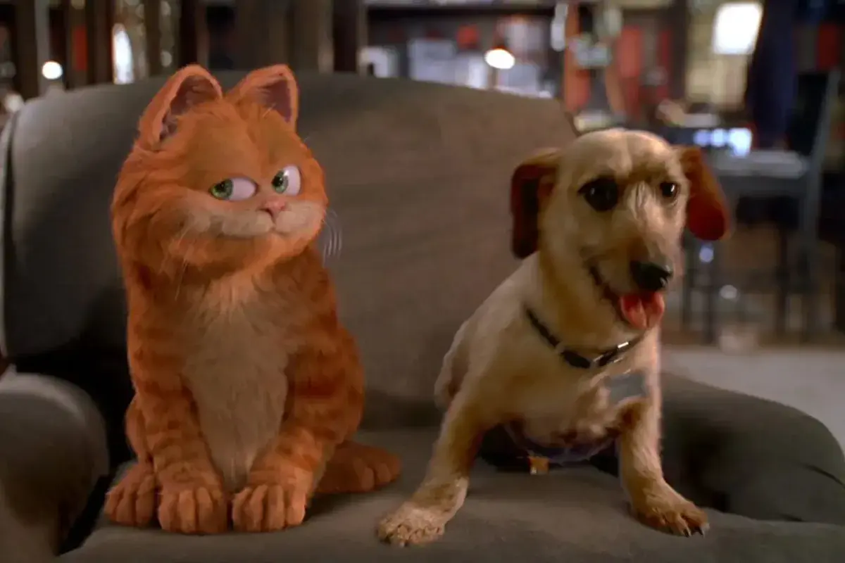 Odie and Garfield in live action adaptation