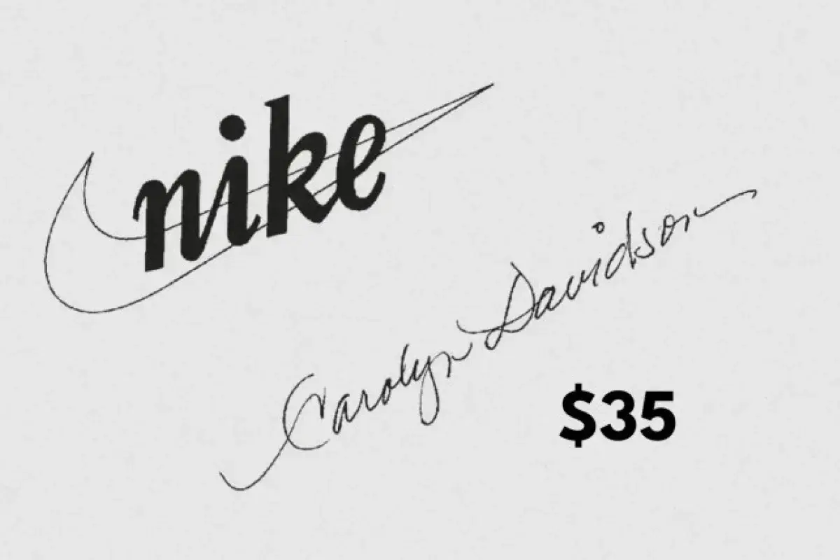 Original Nike swoosh logo design sketch