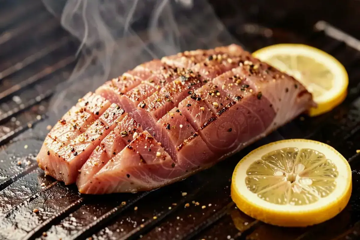 Seshimo tuna back cut prepared for grilling