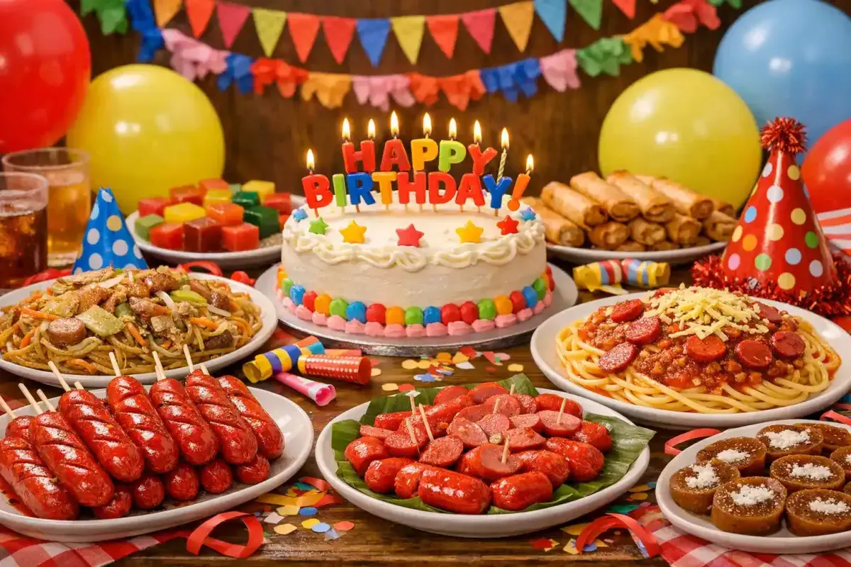 Red hot dogs at Filipino birthday celebration
