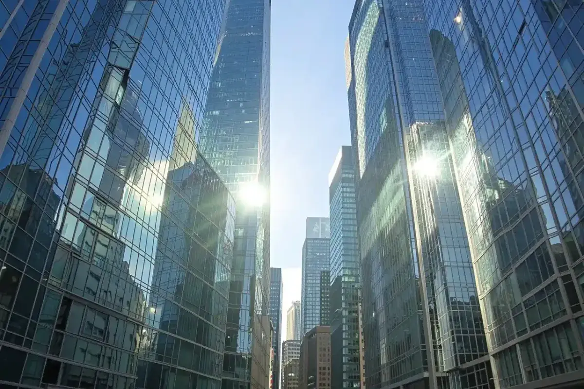 Modern skyline filled with reflective glass architecture