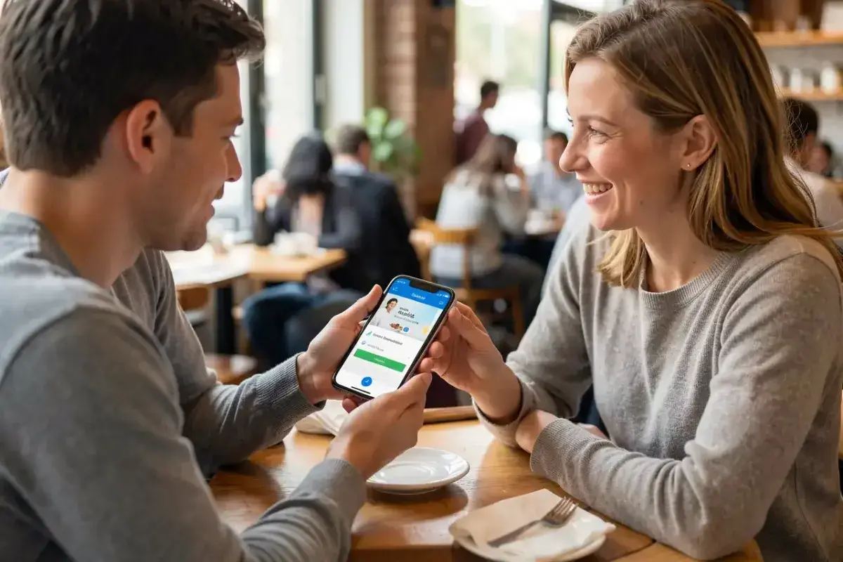Americans discussing finances over coffee