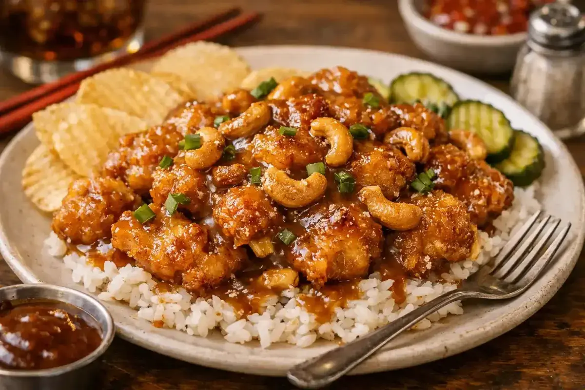 Springfield style cashew chicken with crispy chicken and sauce