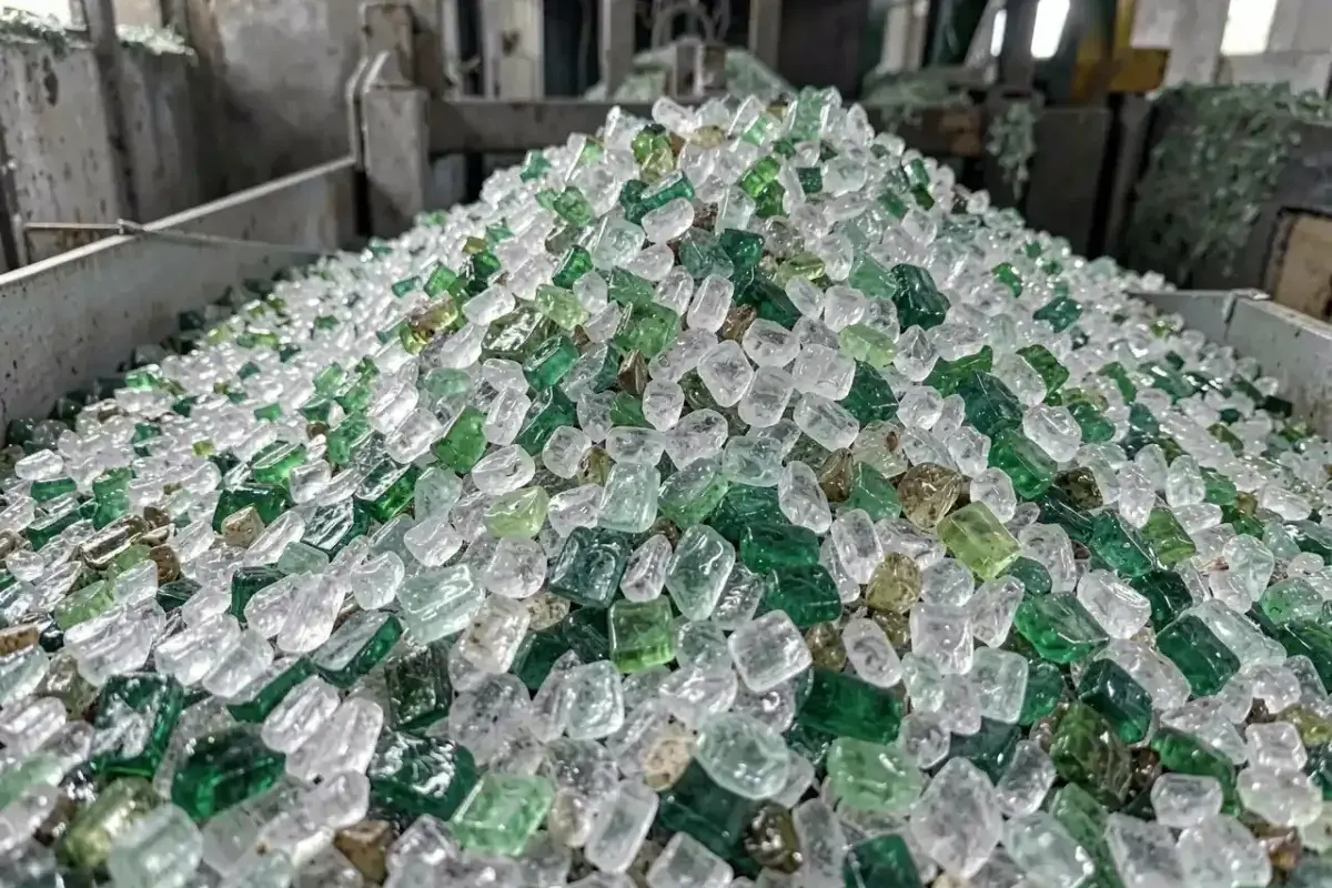 Recycled glass cullet prepared for reuse in glass manufacturing