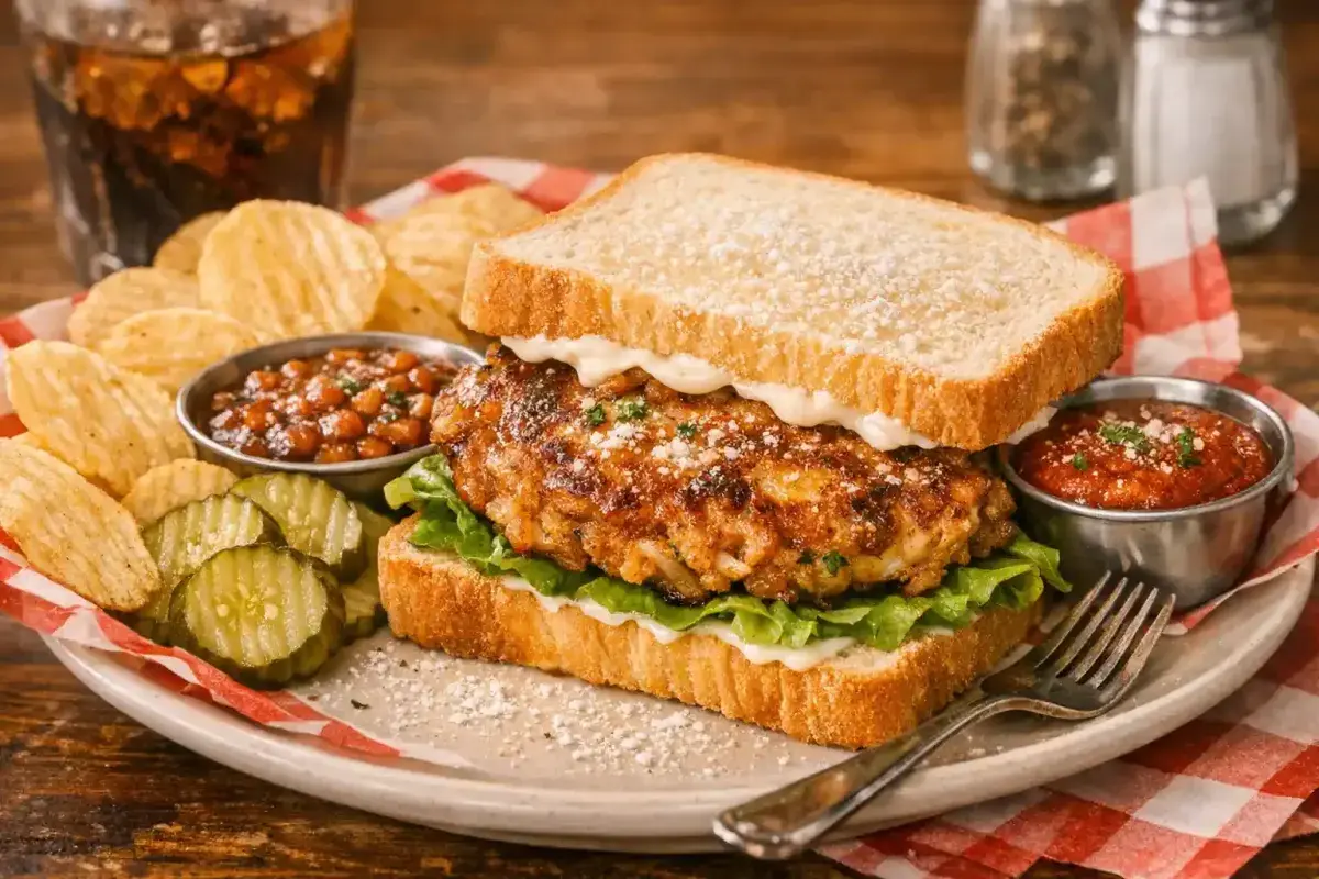 St. Paul sandwich with egg patty and vegetables