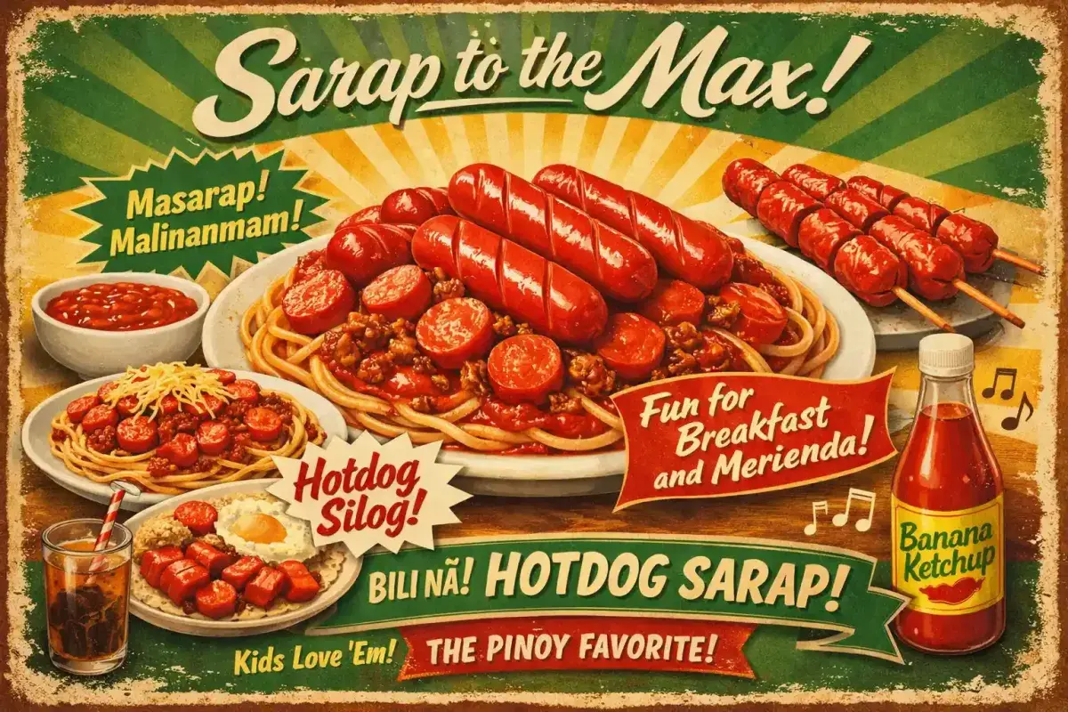 Classic Filipino hot dog advertisement
