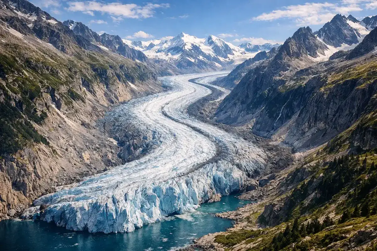 Glacier shaping landscape over time